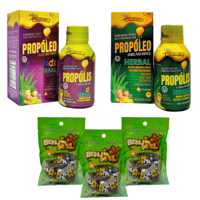 Propolis Kids x 180 g + Propolis Herbal + Caramelos x 3 unds x 40g c/u