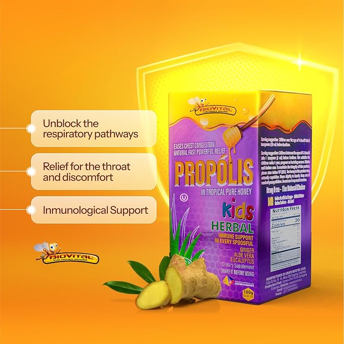 KIDS - BIOVITAL COUGH SYRUP WITH PROPOLIS & PURE TROPICAL HONEY 180G