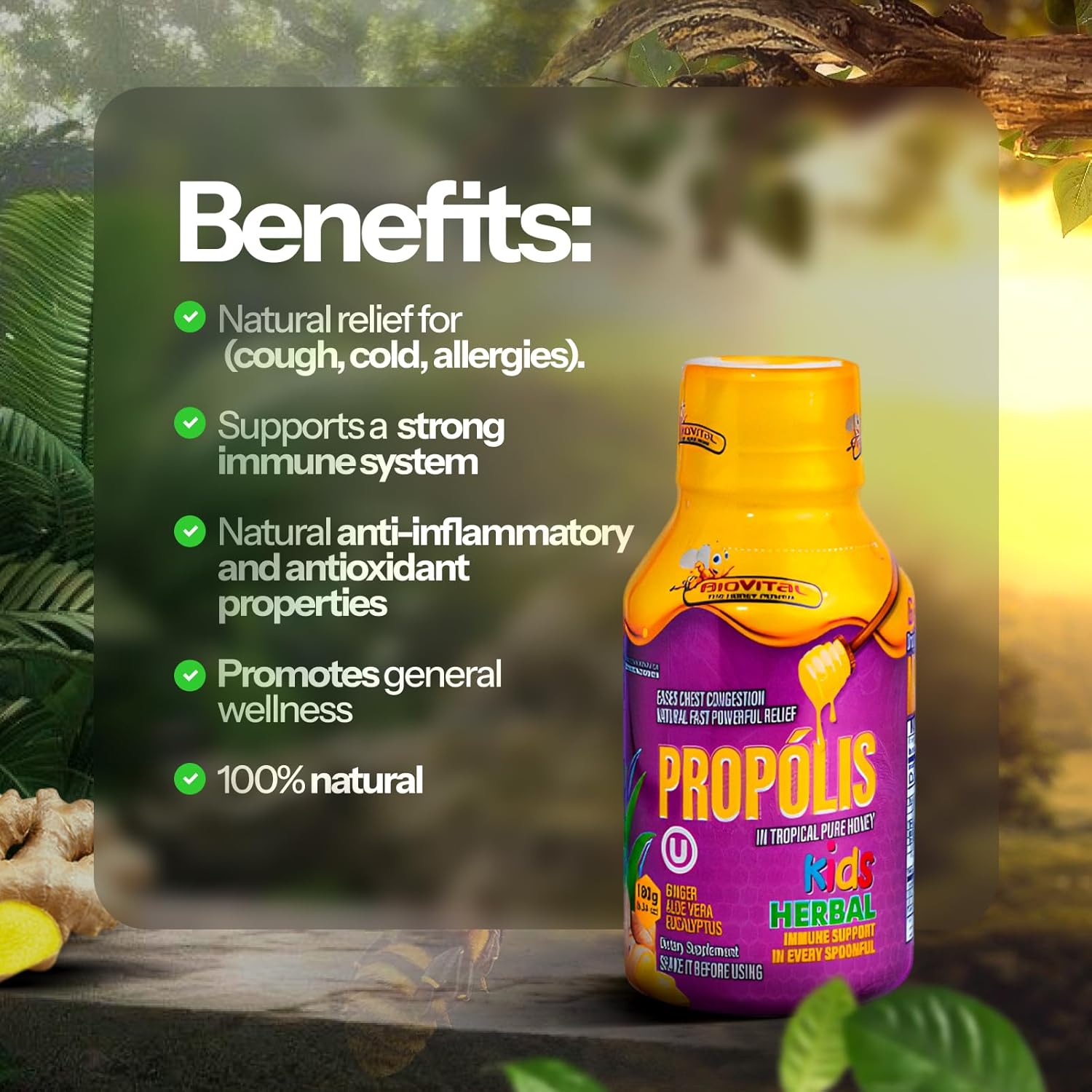 KIDS - BIOVITAL COUGH SYRUP WITH PROPOLIS & PURE TROPICAL HONEY 180G