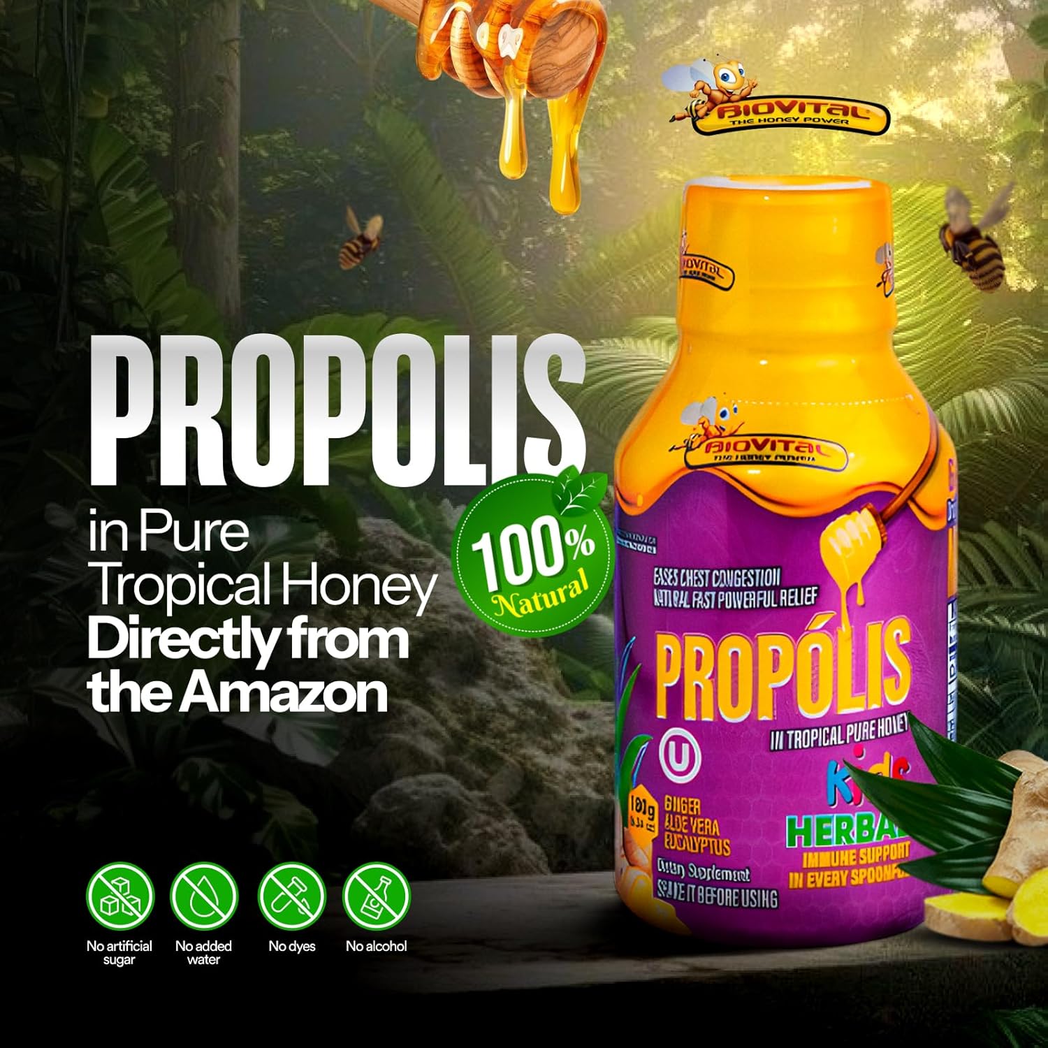 KIDS - BIOVITAL COUGH SYRUP WITH PROPOLIS & PURE TROPICAL HONEY 180G